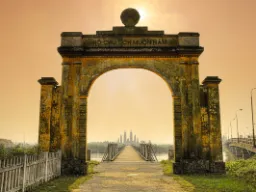 Kävelemme vanhan Hien Luong -sillan yli Kävelemme vanhan Hien Luong -sillan yli