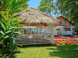 Trooppinen rantaruoka-alue Puerto Viejossa