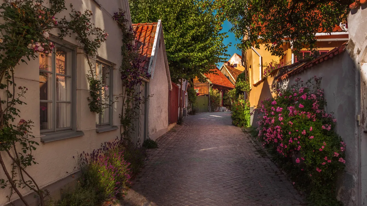 idyllinen katu Visbyssä